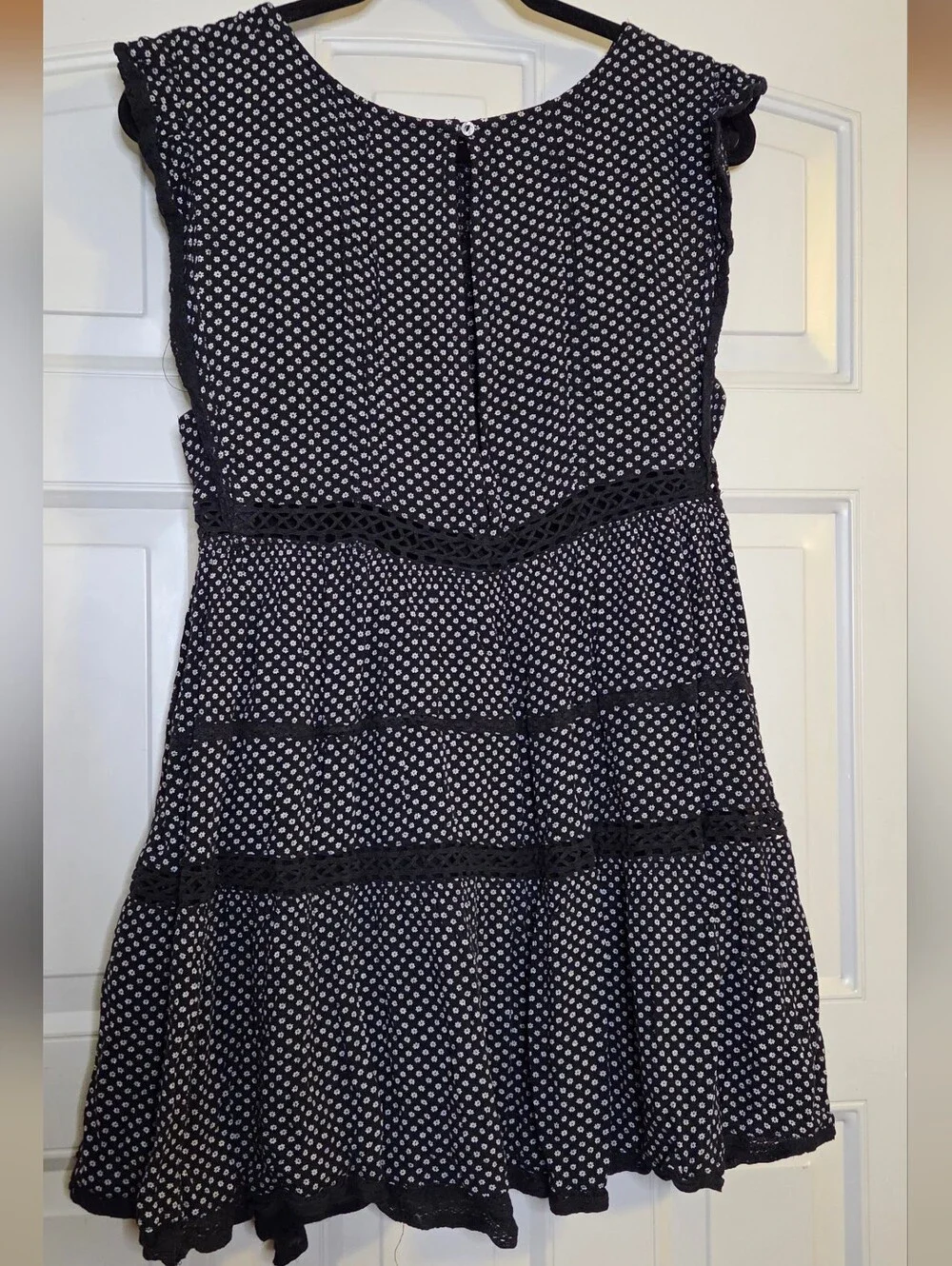 Free People - Black & White Polka Dot Daisy Sleeveless Tiered Dress
